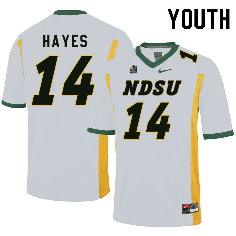 Youth #14 Josh Hayes North Dakota State Bison College Football Jerseys Sale-White - Click Image to Close